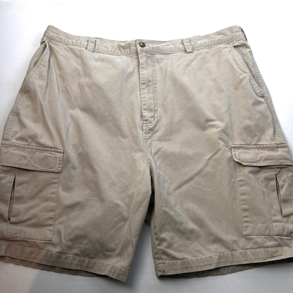 Van Huesen Khaki Cargo Shorts Men's 42 Cotton Side Pockets Outdoors Casual GORP